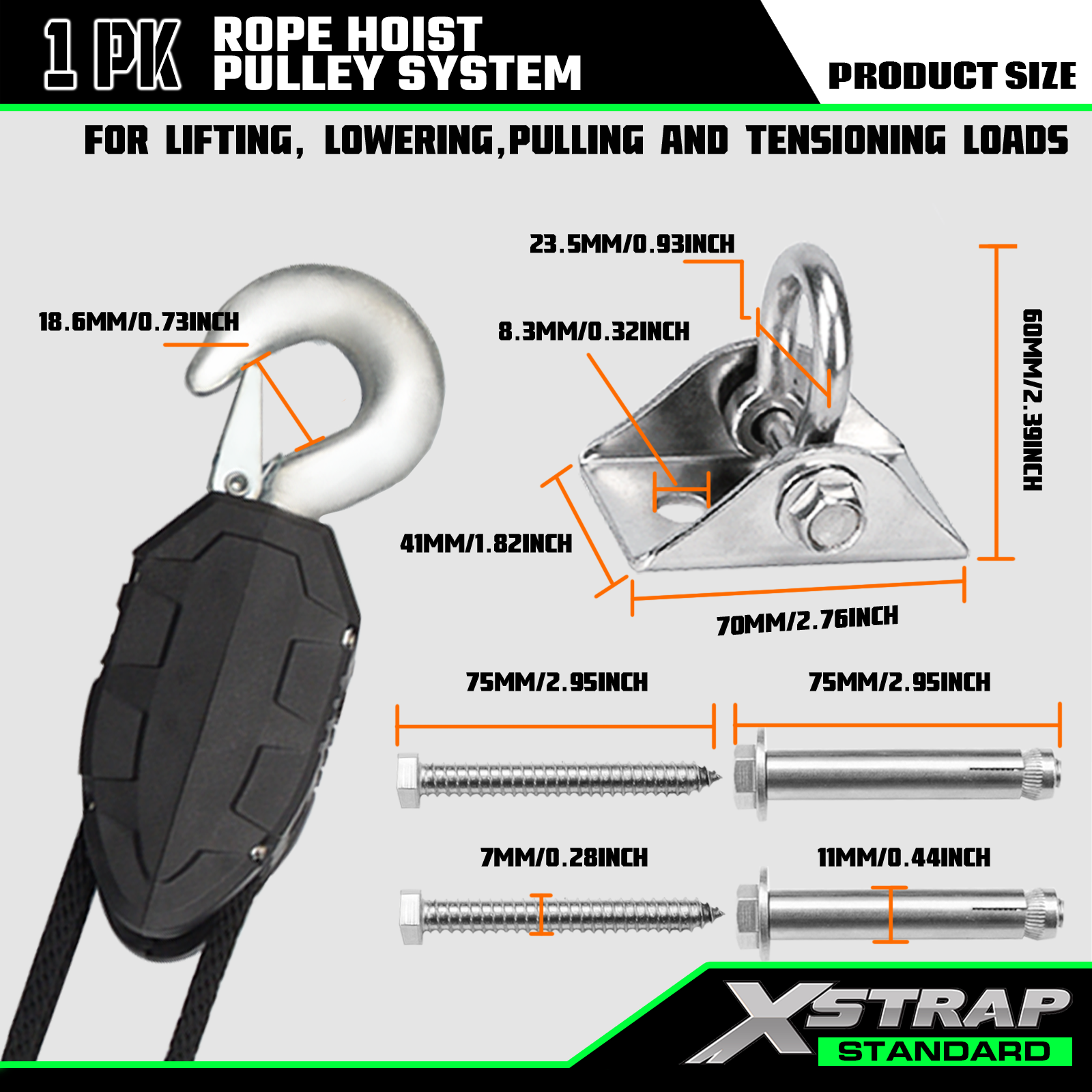 Xstrap AHLT0005 ระบบรอกสลิง 50 ฟุต 1000LB