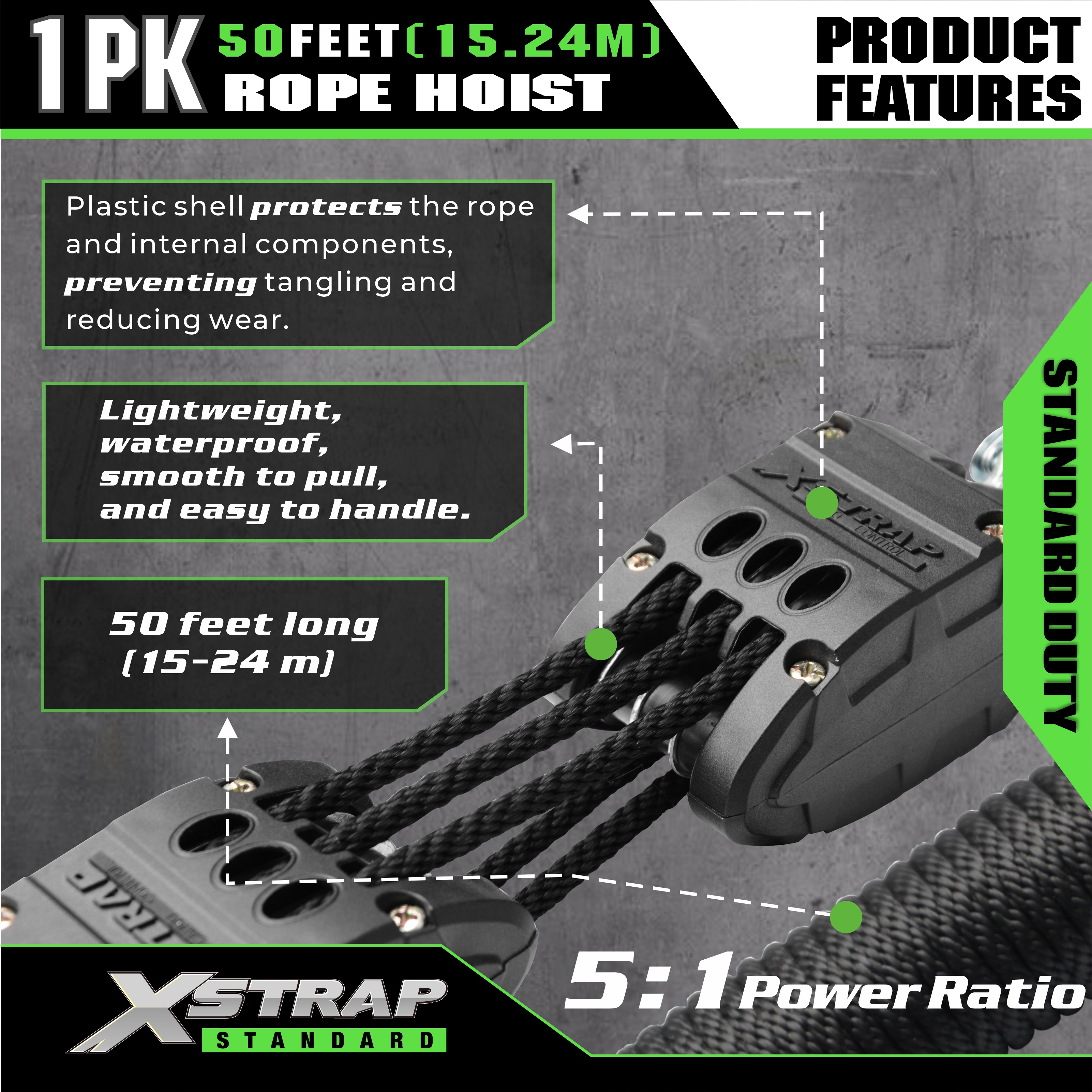 XSTRAP AHLT0003 ระบบรอกสลิงดำ 1000LB