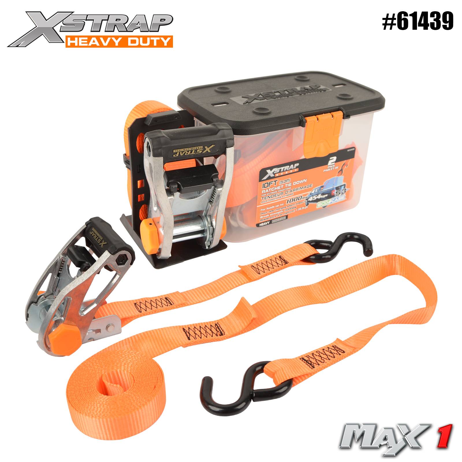 Xstrap 61439 1-1/16” x 10' 2PK สายรัดแบบวงล้อพร้อมห่วงแบบนุ่ม 1000lb SWL