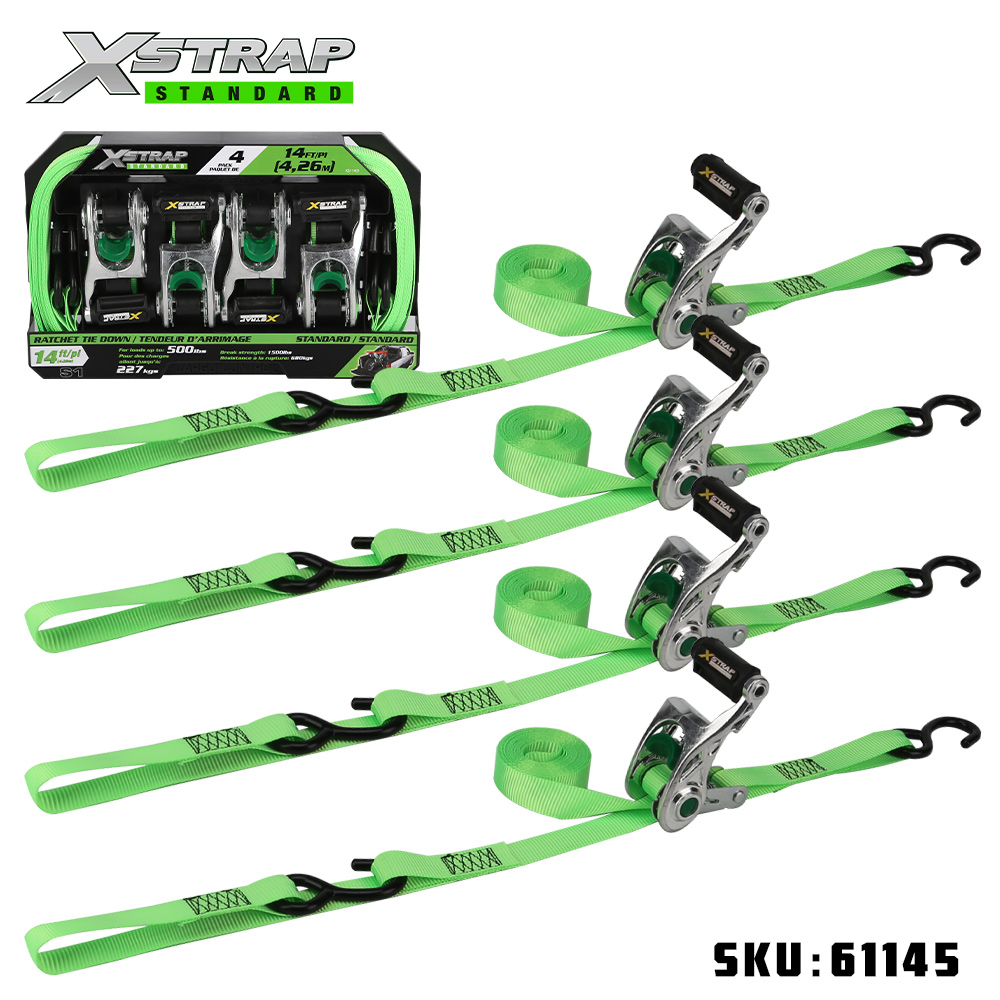 Xstrap 61145 1” x 14' สายรัดวงล้ออะลูมิเนียม 4PK พร้อมห่วงแบบนุ่ม 500lb SWL
