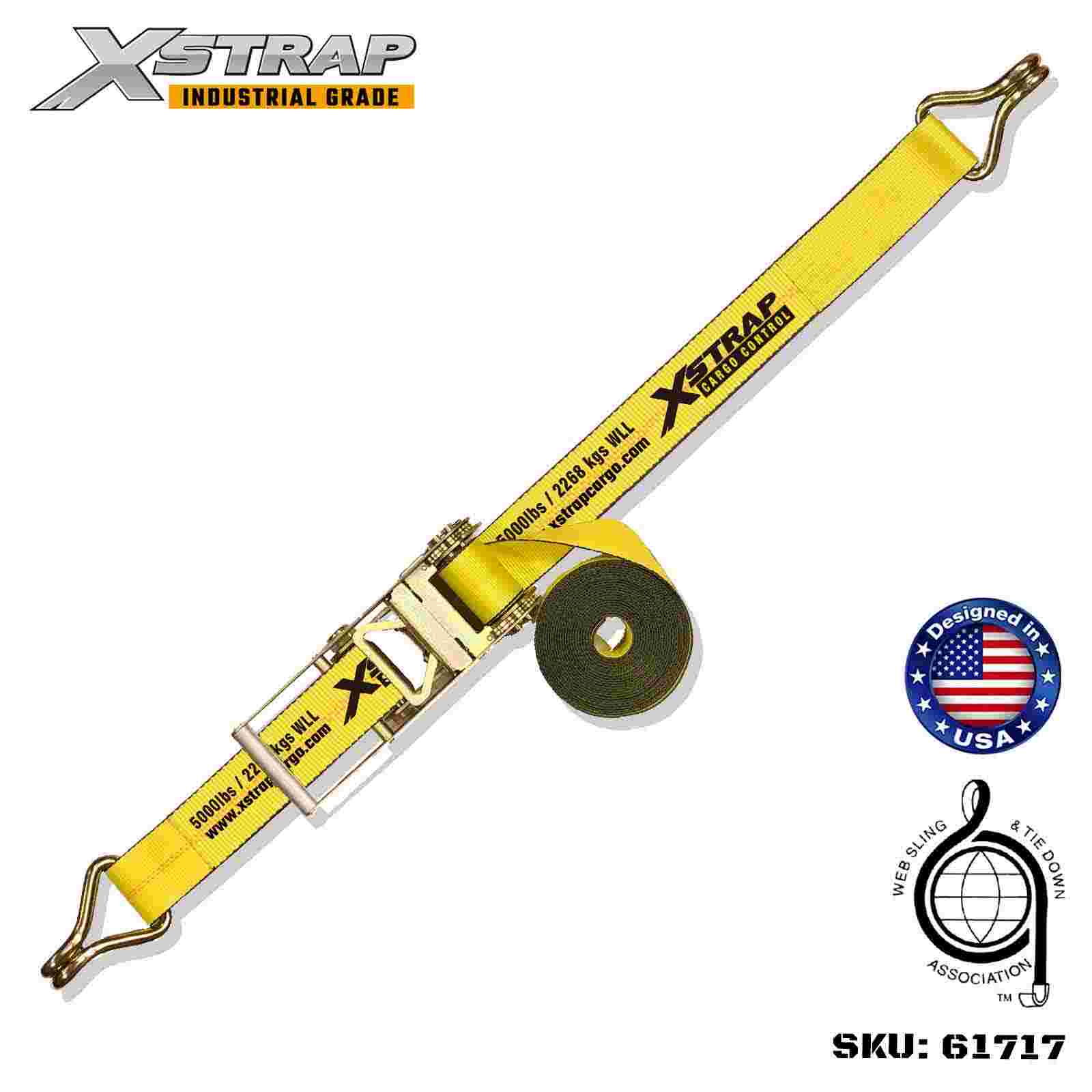 Xstrap 61717 สายรัดหัวเข็มขัดแบบวงล้อขนาด 3 นิ้ว x 30 ฟุตพร้อมตะขอลวด ความต้านการแตกหัก 15,000 ปอนด์ (1 แพ็ค)