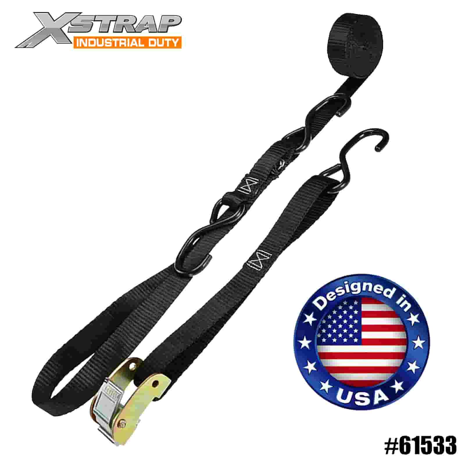 Xstrap 61533 1” x 6' 4PK สายรัด Tri-Down Cam สำหรับรถจักรยานยนต์ส่วนบุคคล 400lb SWL