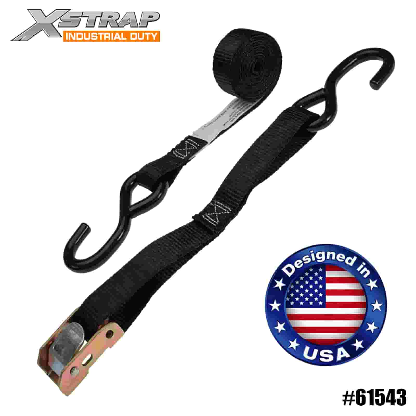 Xstrap 61543 1” x 6' 4PK ATV และ AUV สายรัด Cam Buckle พร้อมตะขอรูปตัว S 400lb SWL