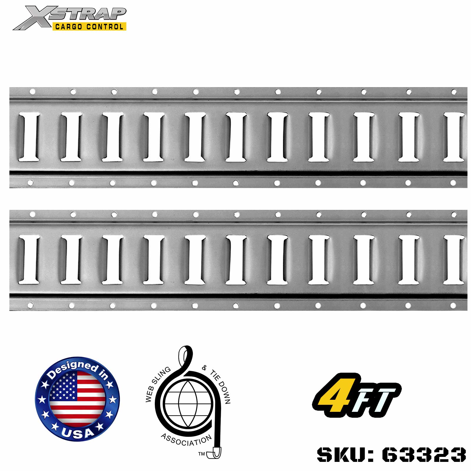 Xstrap 63323 4' Series E Logistic Track ผลิตจากเหล็กเกรดสูง 12 เกจ 6000LBS