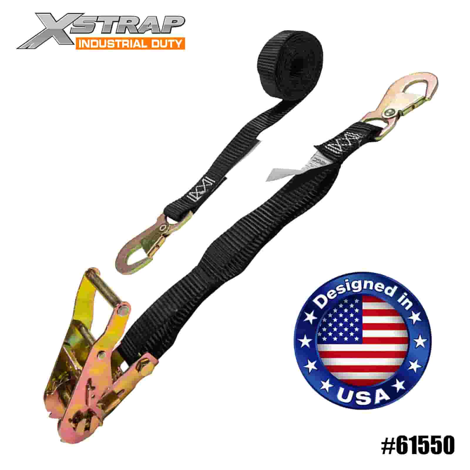 Xstrap 61550 1” x 15' สายรัด ATV และ AUV พร้อมตะขอเกี่ยวแบบแบน 1,000 ปอนด์ SWL